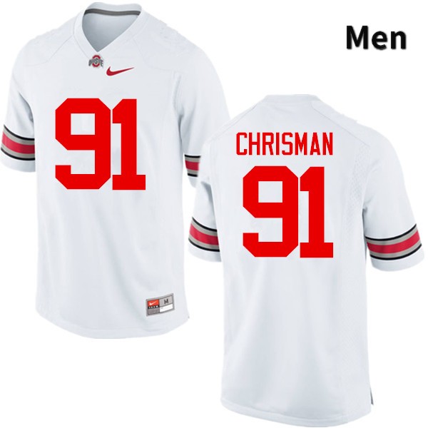 Ohio State Buckeyes Drue Chrisman Men's #91 White Game Stitched College Football Jersey